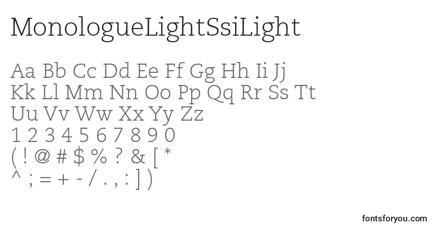 MonologueLightSsiLight-fontti – aakkoset, numerot, erikoismerkit