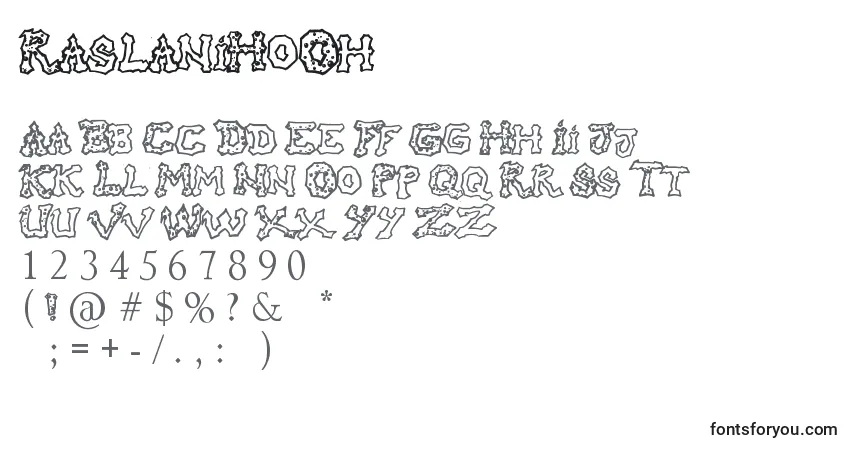 Fuente RaslaniHoOh - alfabeto, números, caracteres especiales