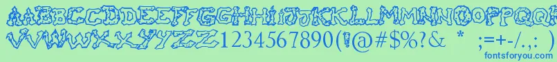 RaslaniHoOh Font – Blue Fonts on Green Background