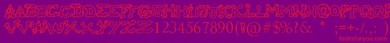 RaslaniHoOh-Schriftart – Rote Schriften auf violettem Hintergrund