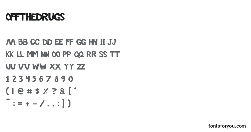 Schriftart Offthedrugs – Alphabet, Zahlen, spezielle Symbole