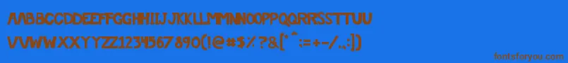 フォントOffthedrugs – 茶色の文字が青い背景にあります。