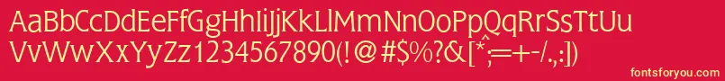 FlemingLightRegular Font – Yellow Fonts on Red Background