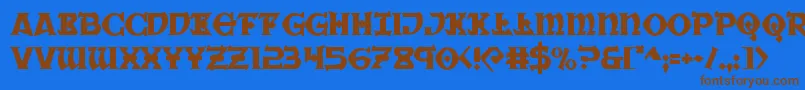 Warpriest Font – Brown Fonts on Blue Background