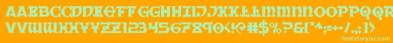 Warpriest Font – Green Fonts on Orange Background