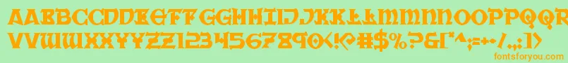 Warpriest Font – Orange Fonts on Green Background