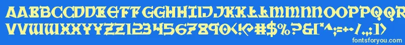 Weitere Informationen zur Warpriest-Schriftart Warpriest-Schriftart – Gelbe Schriften auf blauem Hintergrund