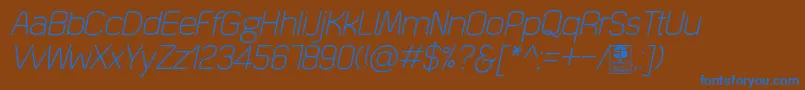 QuizmaLightItalicDemo Font – Blue Fonts on Brown Background