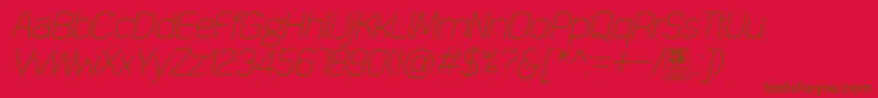 Fonte QuizmaLightItalicDemo – fontes marrons em um fundo vermelho