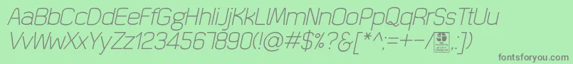 QuizmaLightItalicDemo-Schriftart – Graue Schriften auf grünem Hintergrund