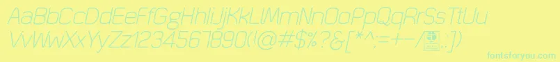 Fonte QuizmaLightItalicDemo – fontes verdes em um fundo amarelo