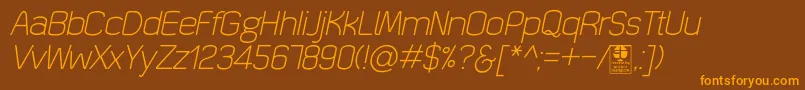 QuizmaLightItalicDemo Font – Orange Fonts on Brown Background