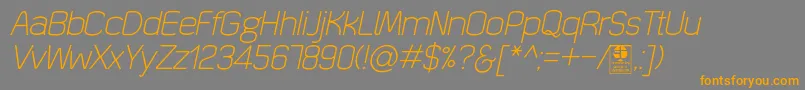 Подробнее о шрифте QuizmaLightItalicDemo Шрифт QuizmaLightItalicDemo – оранжевые шрифты на сером фоне