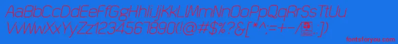 Fonte QuizmaLightItalicDemo – fontes vermelhas em um fundo azul