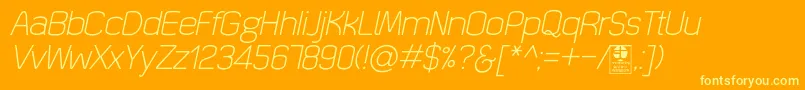 QuizmaLightItalicDemo-Schriftart – Gelbe Schriften auf orangefarbenem Hintergrund