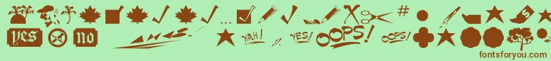 MinipicsNormal Font – Brown Fonts on Green Background