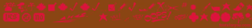 フォントMinipicsNormal – 赤い文字が茶色の背景にあります。