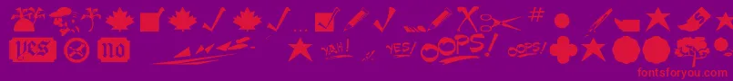 MinipicsNormal-Schriftart – Rote Schriften auf violettem Hintergrund