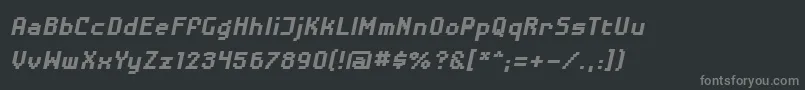 Fonte DisposabledroidbbBldital – fontes cinzas em um fundo preto