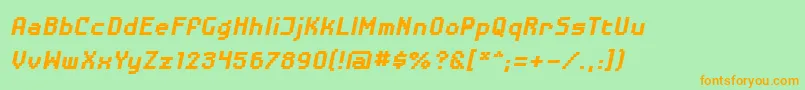 DisposabledroidbbBldital Font – Orange Fonts on Green Background