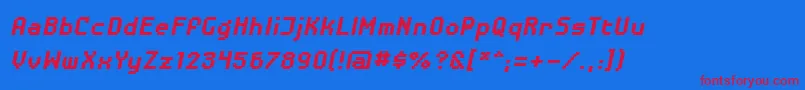 DisposabledroidbbBldital Font – Red Fonts on Blue Background