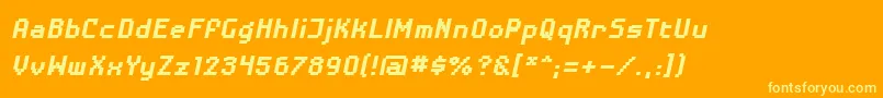 DisposabledroidbbBldital Font – Yellow Fonts on Orange Background