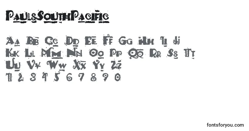 A fonte PaulsSouthPacific – alfabeto, números, caracteres especiais