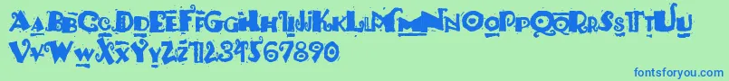 PaulsSouthPacific-Schriftart – Blaue Schriften auf grünem Hintergrund
