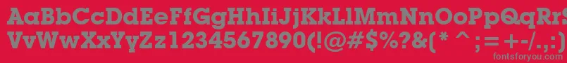 LubalinGraphBoldBt-fontti – harmaat kirjasimet punaisella taustalla