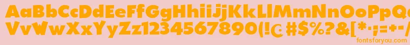 WalibiHolland-Schriftart – Orangefarbene Schriften auf rosa Hintergrund