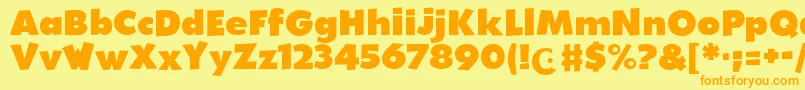 WalibiHolland-Schriftart – Orangefarbene Schriften auf gelbem Hintergrund
