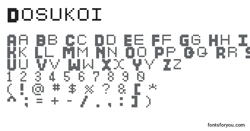 Czcionka Dosukoi – alfabet, cyfry, specjalne znaki