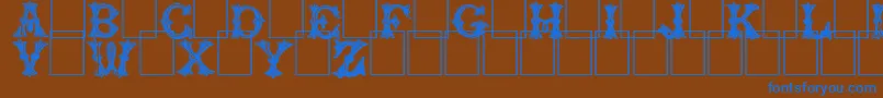 Trefoil-Schriftart – Blaue Schriften auf braunem Hintergrund
