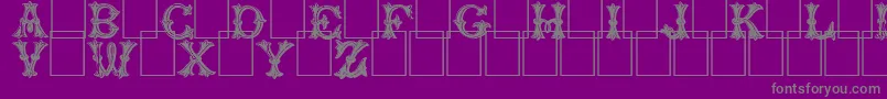 Trefoil-Schriftart – Graue Schriften auf violettem Hintergrund
