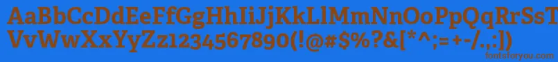 フォントAdelleCyrillicBold – 茶色の文字が青い背景にあります。