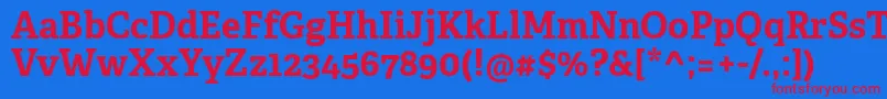 Czcionka AdelleCyrillicBold – czerwone czcionki na niebieskim tle