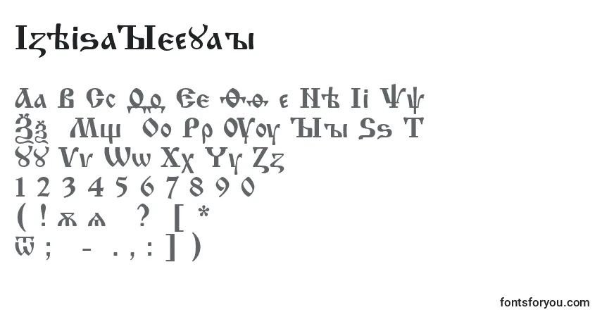 A fonte IzhitsaRegular – alfabeto, números, caracteres especiais