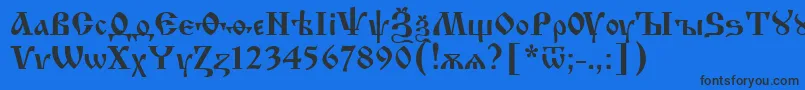 フォントIzhitsaRegular – 黒い文字の青い背景