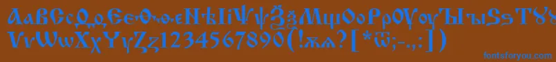 IzhitsaRegular Font – Blue Fonts on Brown Background
