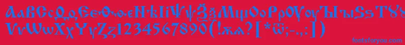 IzhitsaRegular Font – Blue Fonts on Red Background