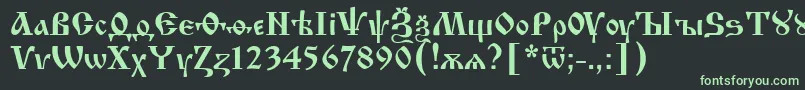 フォントIzhitsaRegular – 黒い背景に緑の文字