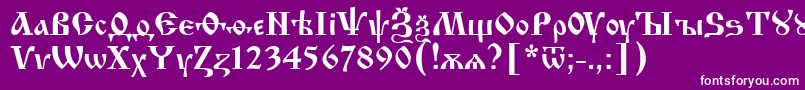 IzhitsaRegular-fontti – valkoiset fontit violetilla taustalla
