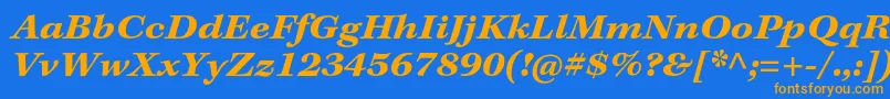 フォントKeplerstdBoldextitcapt – オレンジ色の文字が青い背景にあります。