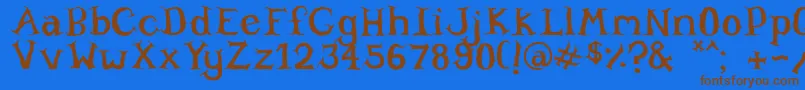 フォントWillowheart – 茶色の文字が青い背景にあります。