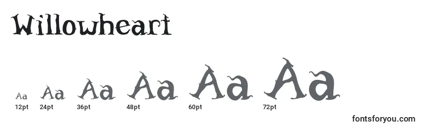 Willowheart Font Sizes