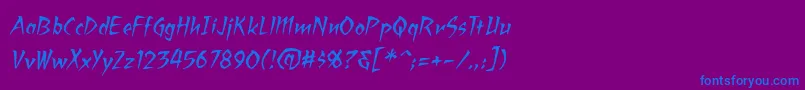 RagingredlotusbbItal Font – Blue Fonts on Purple Background