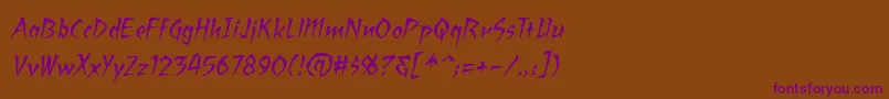 RagingredlotusbbItal Font – Purple Fonts on Brown Background