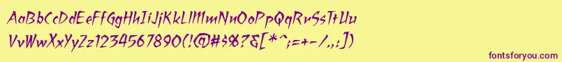 RagingredlotusbbItal Font – Purple Fonts on Yellow Background