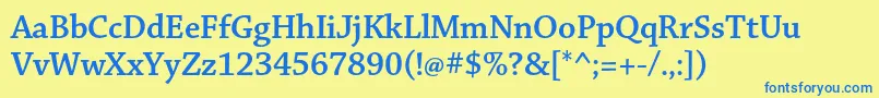 ChaparralproSemiboldsubh Font – Blue Fonts on Yellow Background