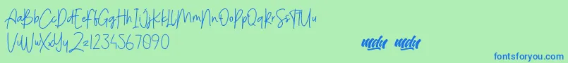 MenulistBeautyPersonalUse Font – Blue Fonts on Green Background